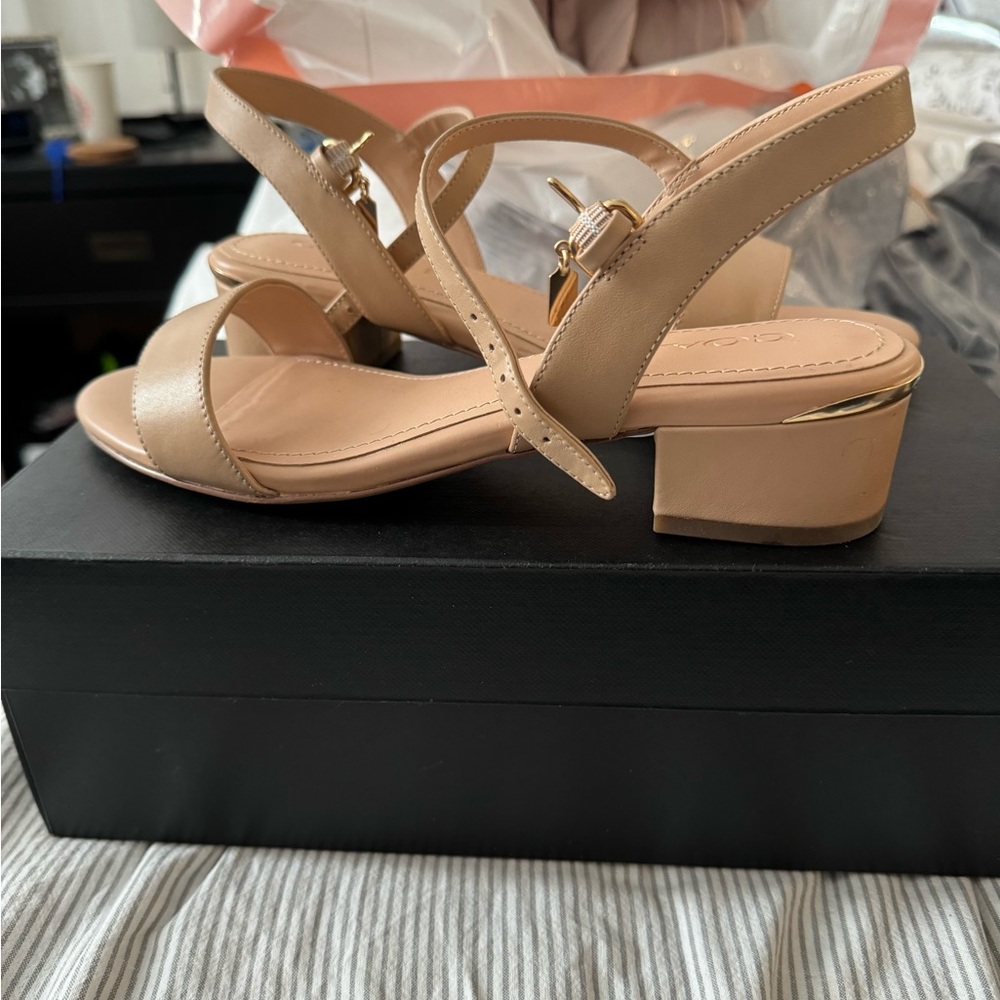 Coach nude short heeled sandal